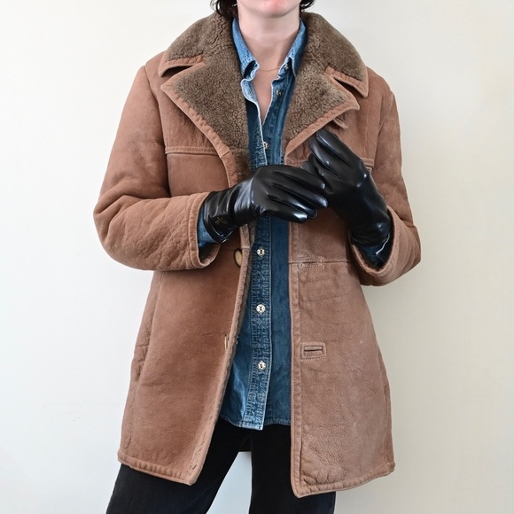 Sawyer of Napa Californian Spring Lamb Light Brown Sheepskin Coat Size 38